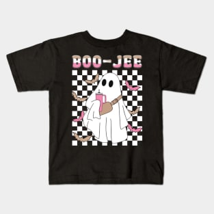 Spooky Season Cute Ghost Halloween Costume Boujee Boo-Jee Kids T-Shirt